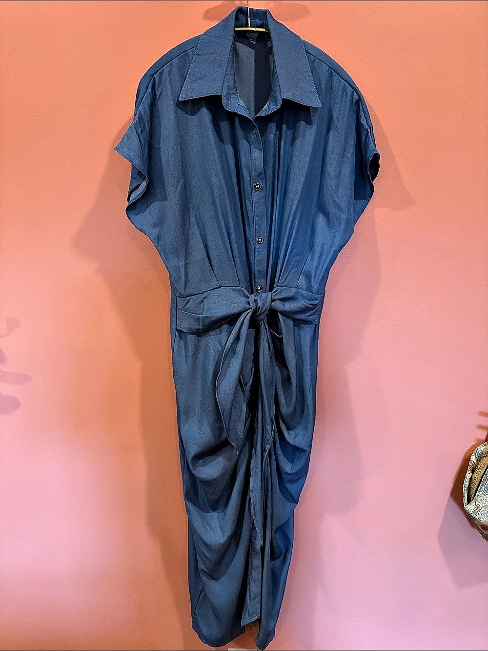 Blue Denim Like Maxi Shirt Dress Like New